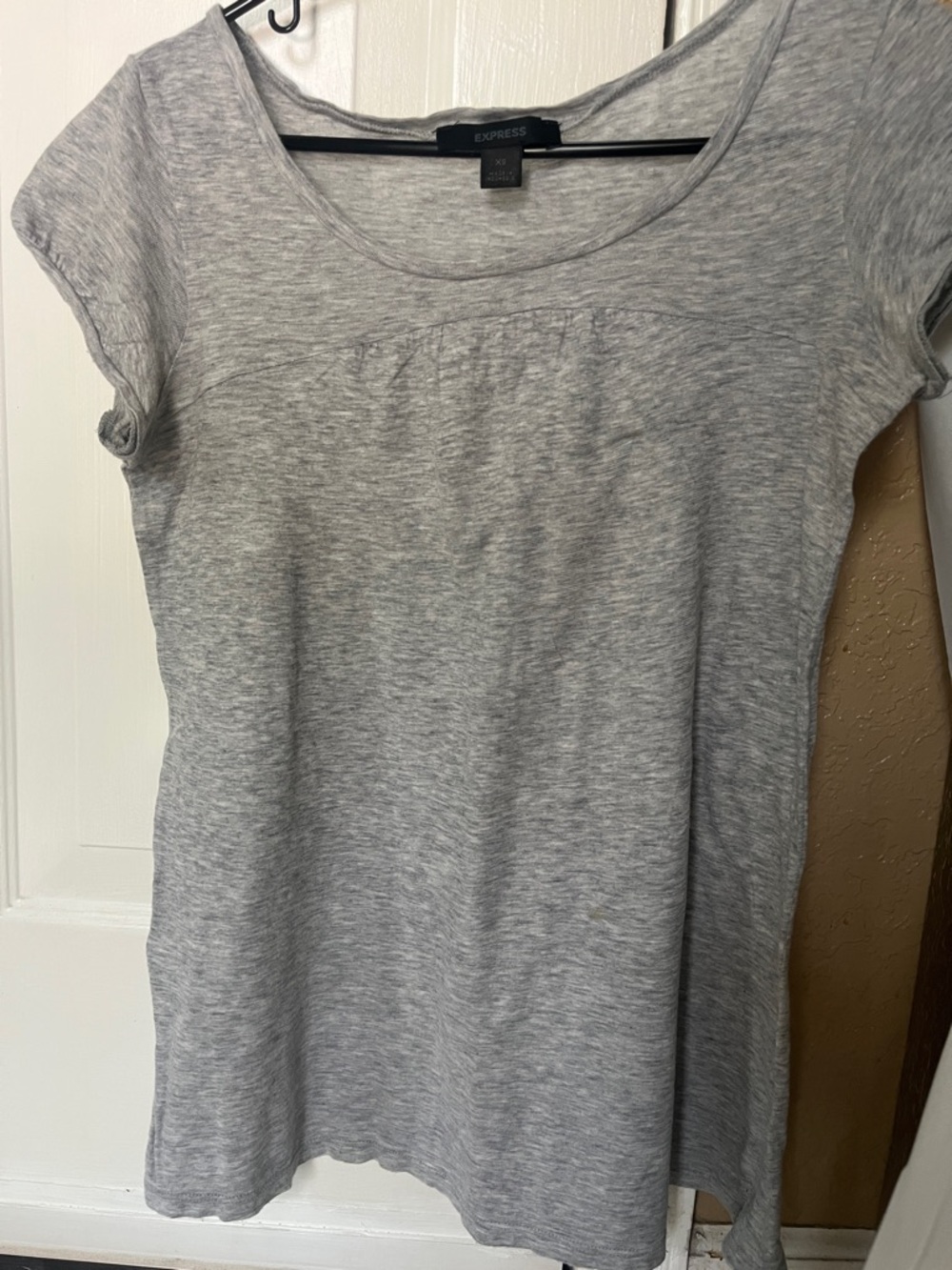 Express Gray Scoop Neck Short Sleeve Tee